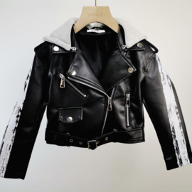 Hooded leather jacket