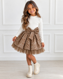 Bow belle dress - beige/wit