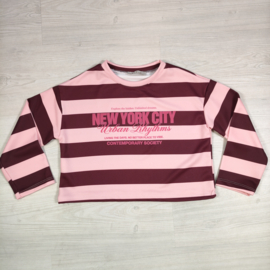 New York Striped Top -roze/bordeaux