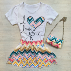 I love you zigzag set - roze/groen