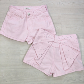 Your Sparkle Bow Denim Short - roze