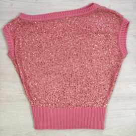 Sparkle Sequin Knit Top - coral