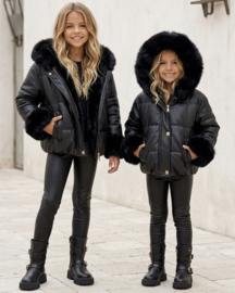 Manhattan leather & fur Jacket - zwart