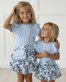 Floral Skirt Set with Bag - blauw