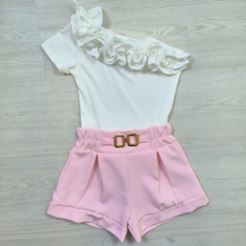 About the ruffles set - white/pink