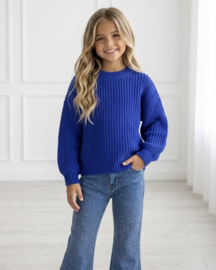Keep it knitted sweater - kobaltblauw