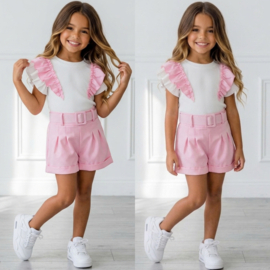 Pastel Ruffle Short Set - roze (verzenddatum 24 apr)