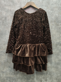 Velvet Bow layered dress - bruin