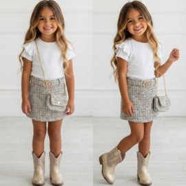 Elegant Tweed Girl Dress - wit