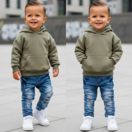 Mini Street Style Basic Hoodie - legergroen