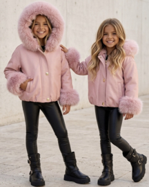 Manhattan leather & fur Jacket - roze