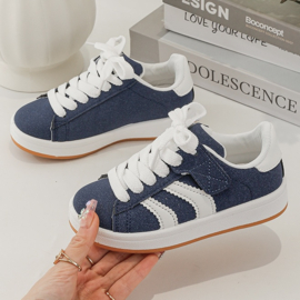 Striped fashion sneakers (met klittenband) - blauw