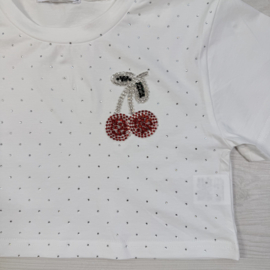 Cherry bling top - wit