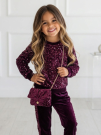 Twinkle velvet set + bag - bordeaux