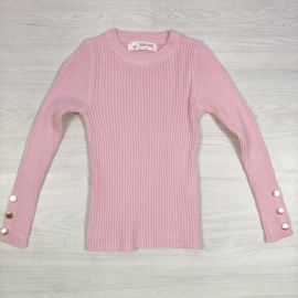 Golden Button Rib Top - roze (verzenddatum 25 sep)
