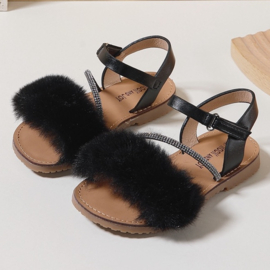 Fluffy sandals - black