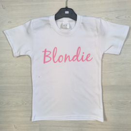 Pink blondie white tee