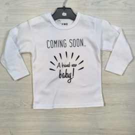 Coming Soon white tee longsleeves
