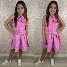 The denim shortsleeves dress - roze