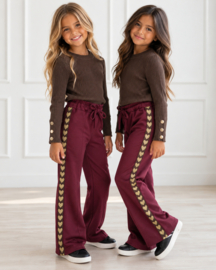 Golden Hearts Pants - bordeaux