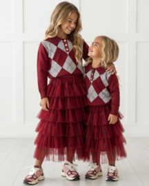 Your Preppy Tulle Skirt Set - bordeaux