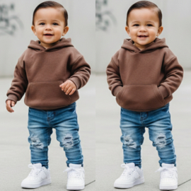 Mini Street Style Basic Hoodie - bruin