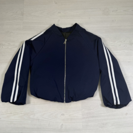 Retro Stripe Bomber Jacket - navy