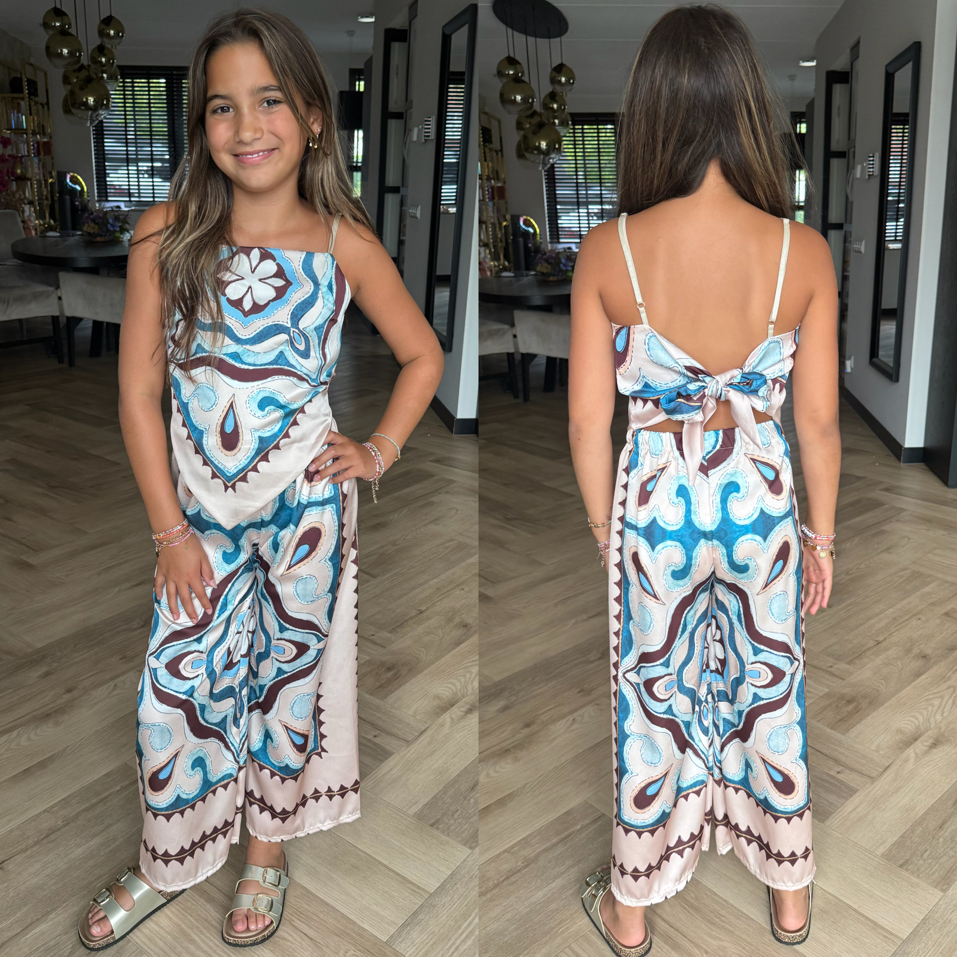 Knotted back set - beige