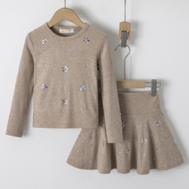 Diamond Bloom Skirt Set - taupe 
