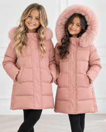 Furry hooded jacket - roze
