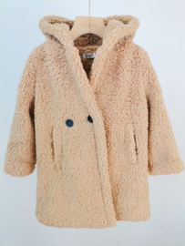 Hooded teddy jacket - camel