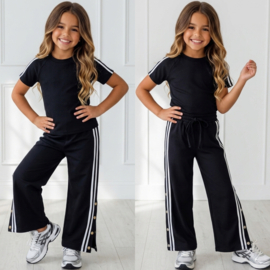 Sporty Stripe Girls Set - zwart