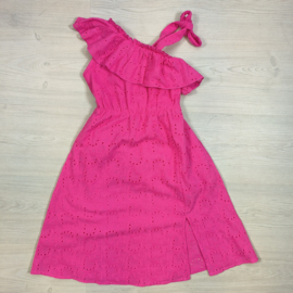 Shoulder broderie dress - fuchsia