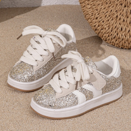 Glitter glam sneakers - goud (met klittenband)