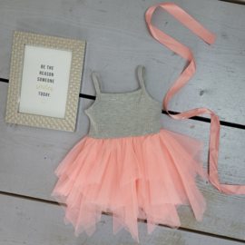 Baby tule & satin bow dress - grey/pink