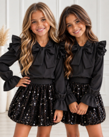 Midnight bow & sequin set - zwart