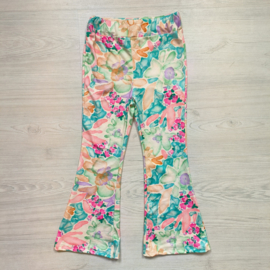 Color & flower flared pants - mint