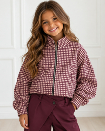 Checkered Chic Jacket - bordeaux