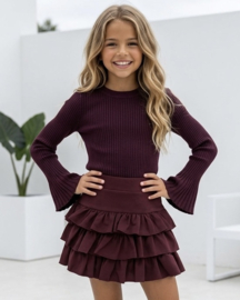 Flared Sleeve Top - bordeaux