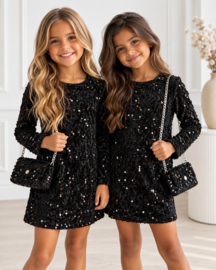 Party Glam Sequin Dress & bag - zwart