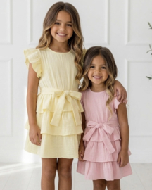 Ruffle Layer Mousseline Dress - roze