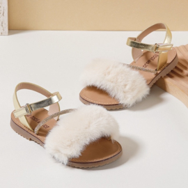 Fluffy sandals - goud