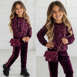 Twinkle velvet set + bag - bordeaux