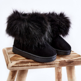 Furry boots - zwart