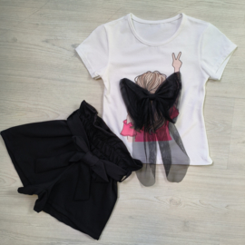 Girly tule & bow set - zwart