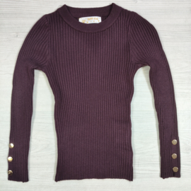 Golden Button Rib Top - aubergine