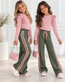 Retro Stripe Wide Leg Pants - groen