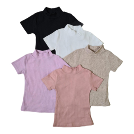 Baby rib col top shortsleeves