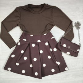 Polka Dot Chic Dress & Bag -bruin