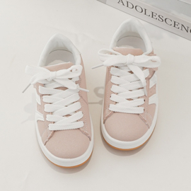 Striped fashion sneakers (met klittenband) - roze